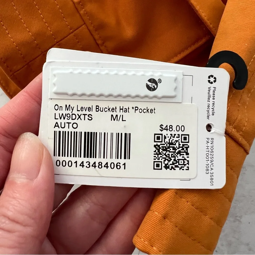 NWT Lululemon On My Level Bucket Hat with Pocket Autumn Orange M/L Unisex - Picture 5 of 10